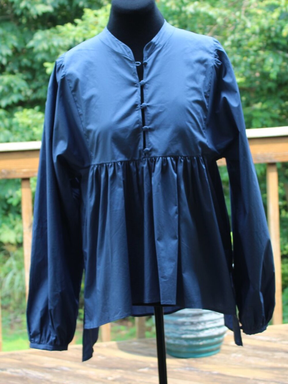 NWT Richer Poorer Poplin Blouse in Vintage Indigo Blue Brigitte - Size XL